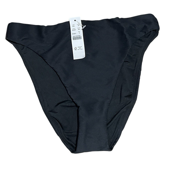 NWT J Crew Ribbed High-Rise Cheeky Bikini Bottom Black, Beach, Vacation, Resort - Picture 1 of 6